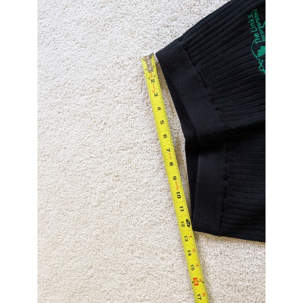 The Links Incorporated Black Ribbed Knit Sweatpants XL Green Trim Flare Pants - Picture 6 of 7